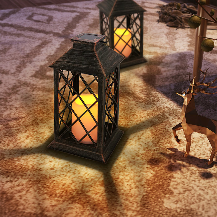 Abble Inc. 13" Solar Powered Outdoor Lantern with Electric Candle